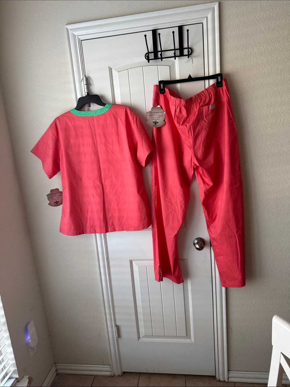 Med Couture Coral Track Pants & Top Scrub Set